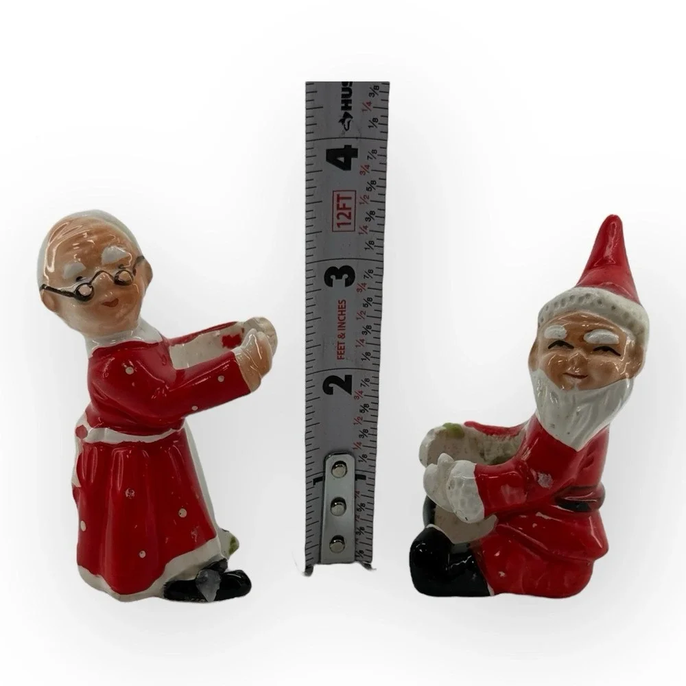 VTG 1950s–1960s Neidco Japan Santa & Mrs Claus Candle Climbers Figurines‎ Kitsch